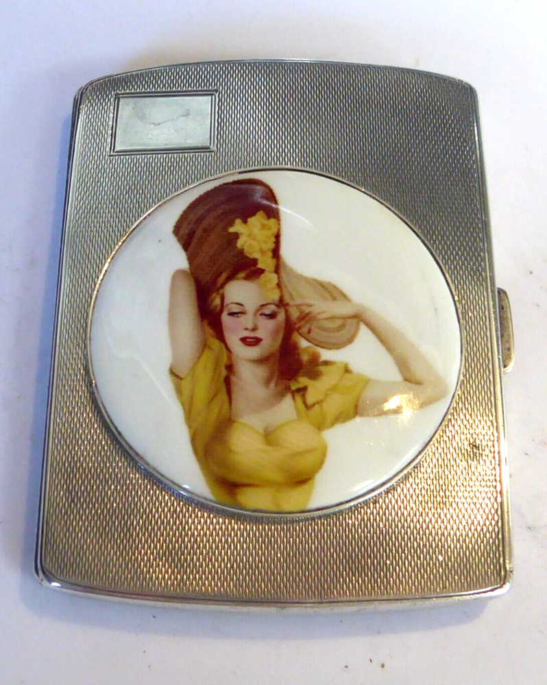 FINE HALLMARKED 1936 SILVER HALLMARKED VARGA GIRL CIGARETTE CASE