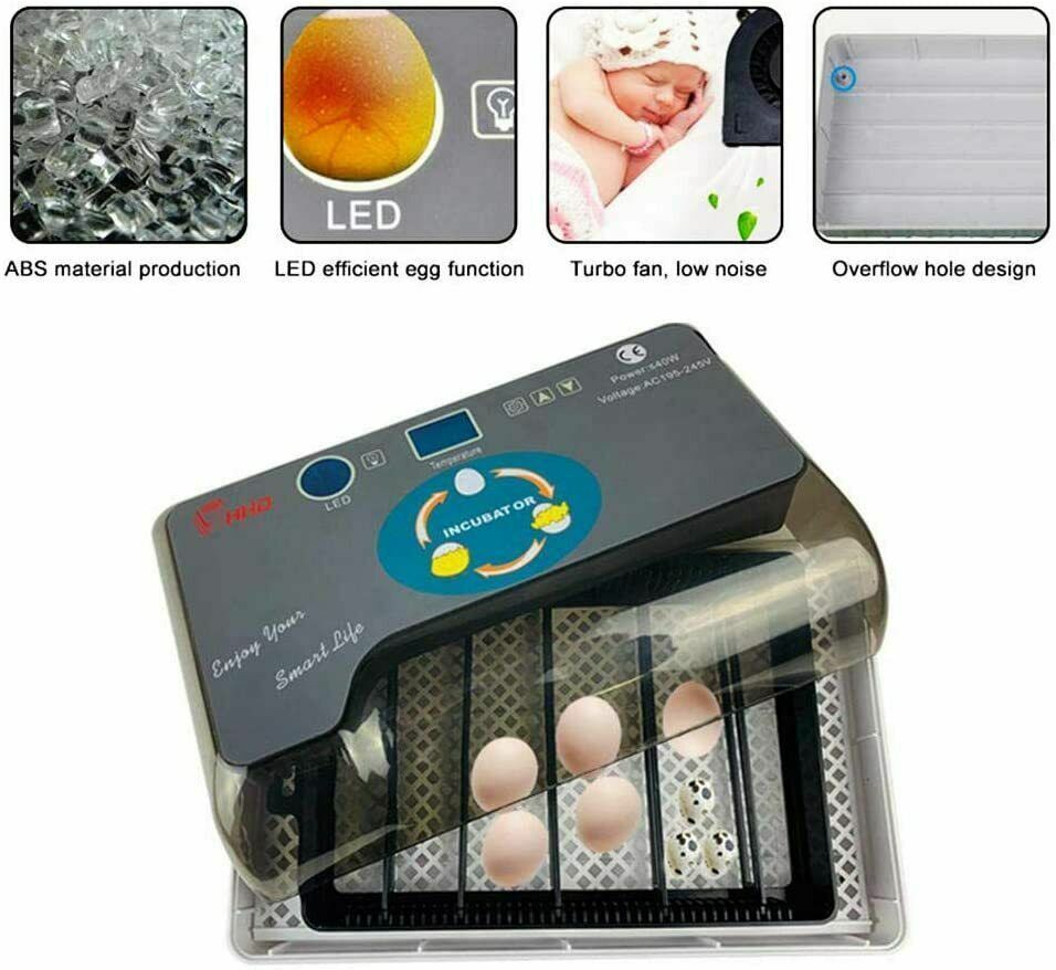 12 Egg Incubator for Hatching Eggs w/Automatic Egg Turning Temperature Control