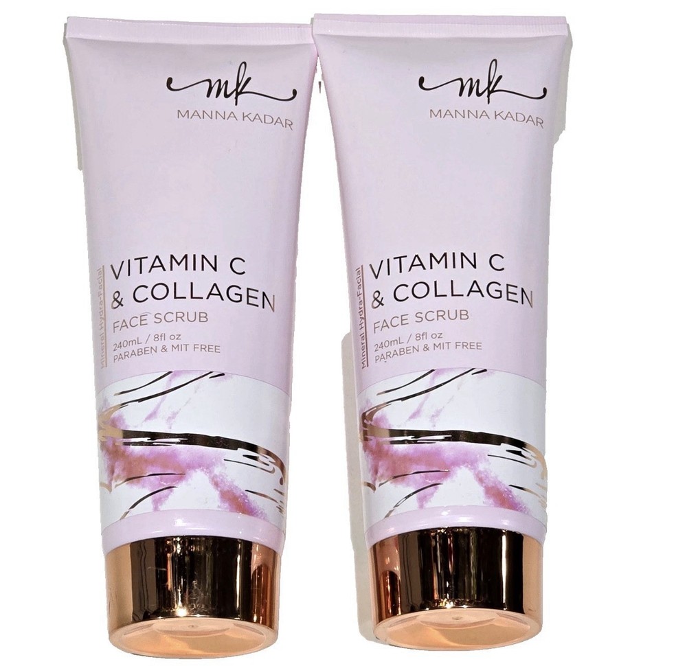 2 Pack Manna Kadar MK Vitamin C & Collagen Face Scrub 8oz
