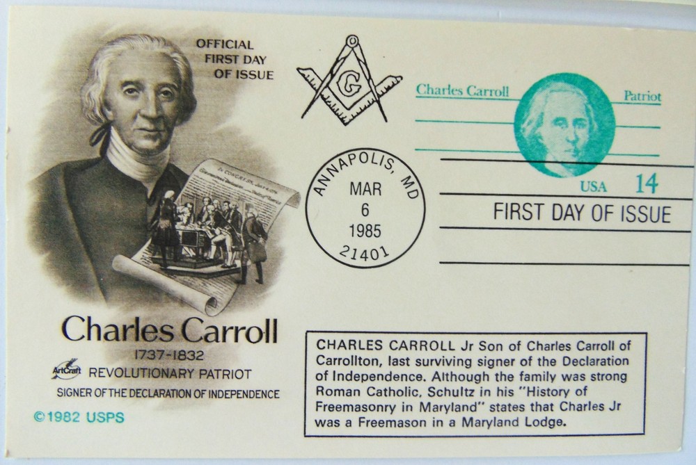 MASONIC OFFICIAL FIRST DAY COVERS HORNING FAMOUS MASONS