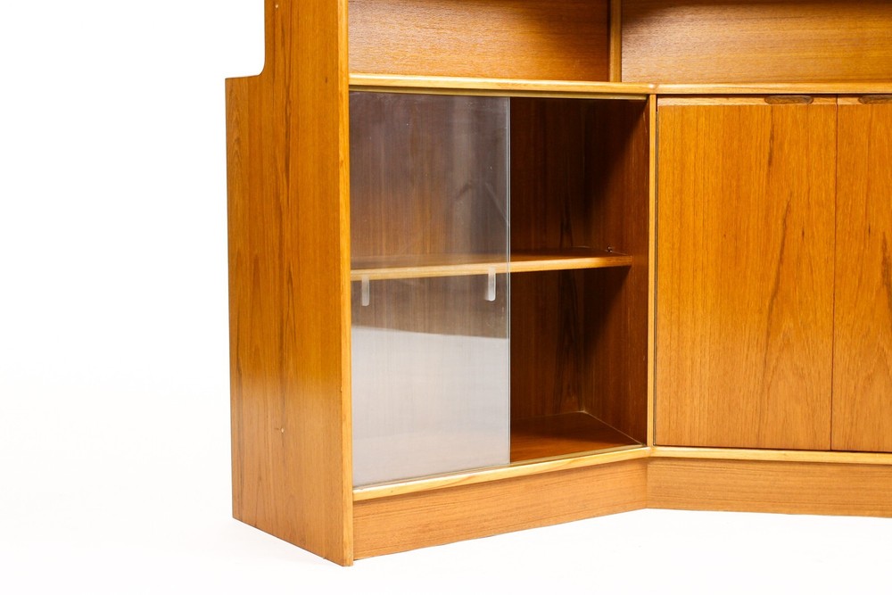 Danish Modern / Mid Century Teak Angular Dry Bar with Display Cabinet — Turnidge