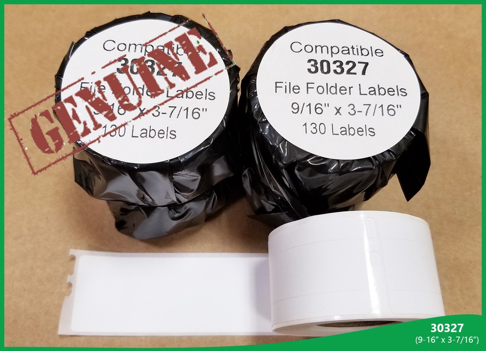 130 Labels Per Roll 30327 Dymo Compatible 10 Rolls White File Folder Labels