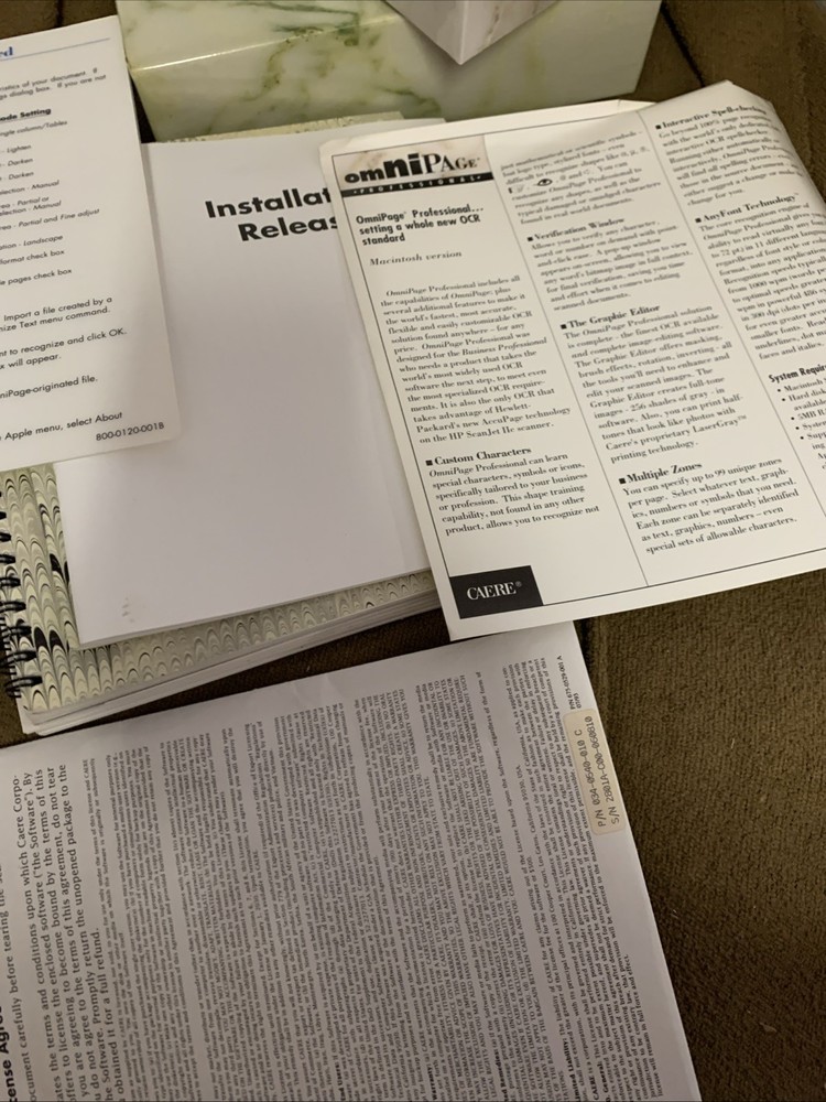 Omnipage Professional Macintosh Version 2.1 Vintage Software Box Set