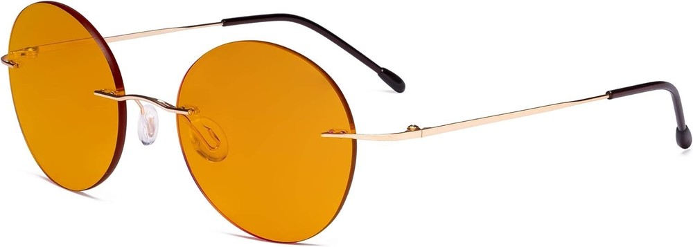 Frameless Blue Light Blocking Glasses with Orange Tinted Lens for Sleeping - ...