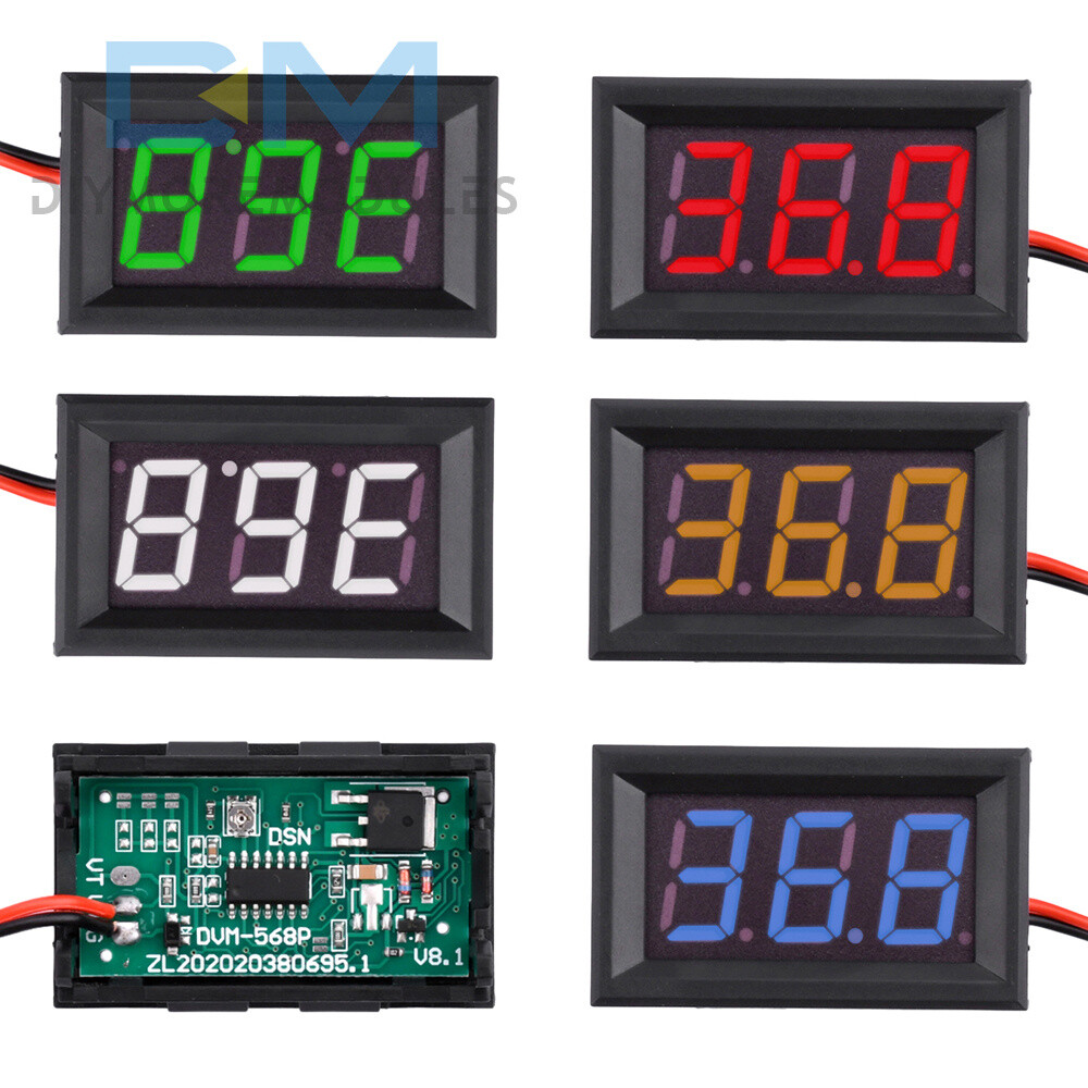 Mini DC 5V-120V Voltage Volt Meter LED Panel 3-Digital Display 2 Wire Voltmeter
