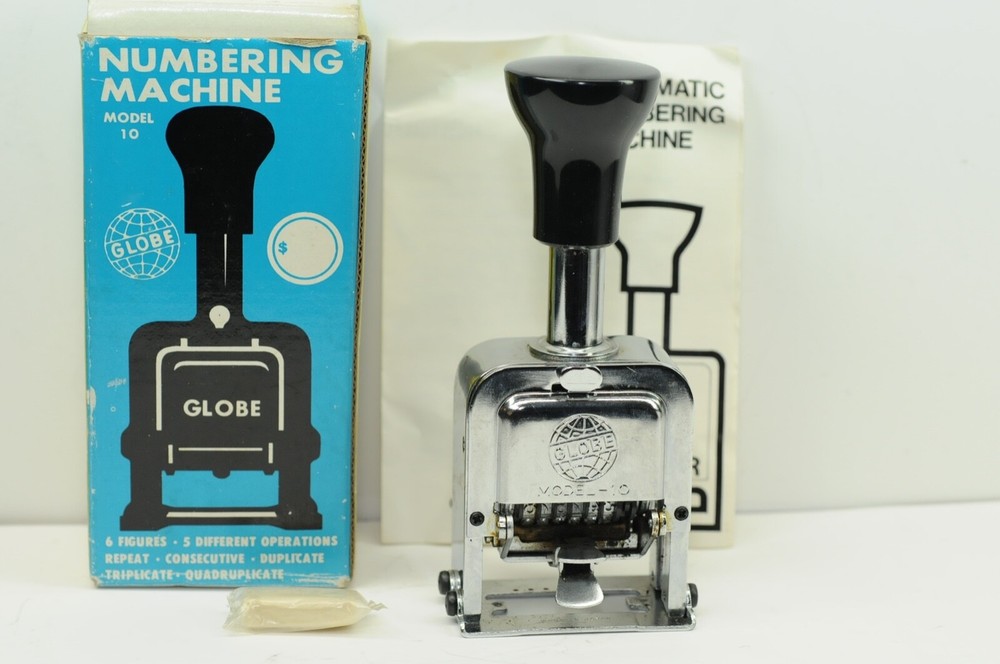 Vintage Globe Automatic Numbering Machine Model 10