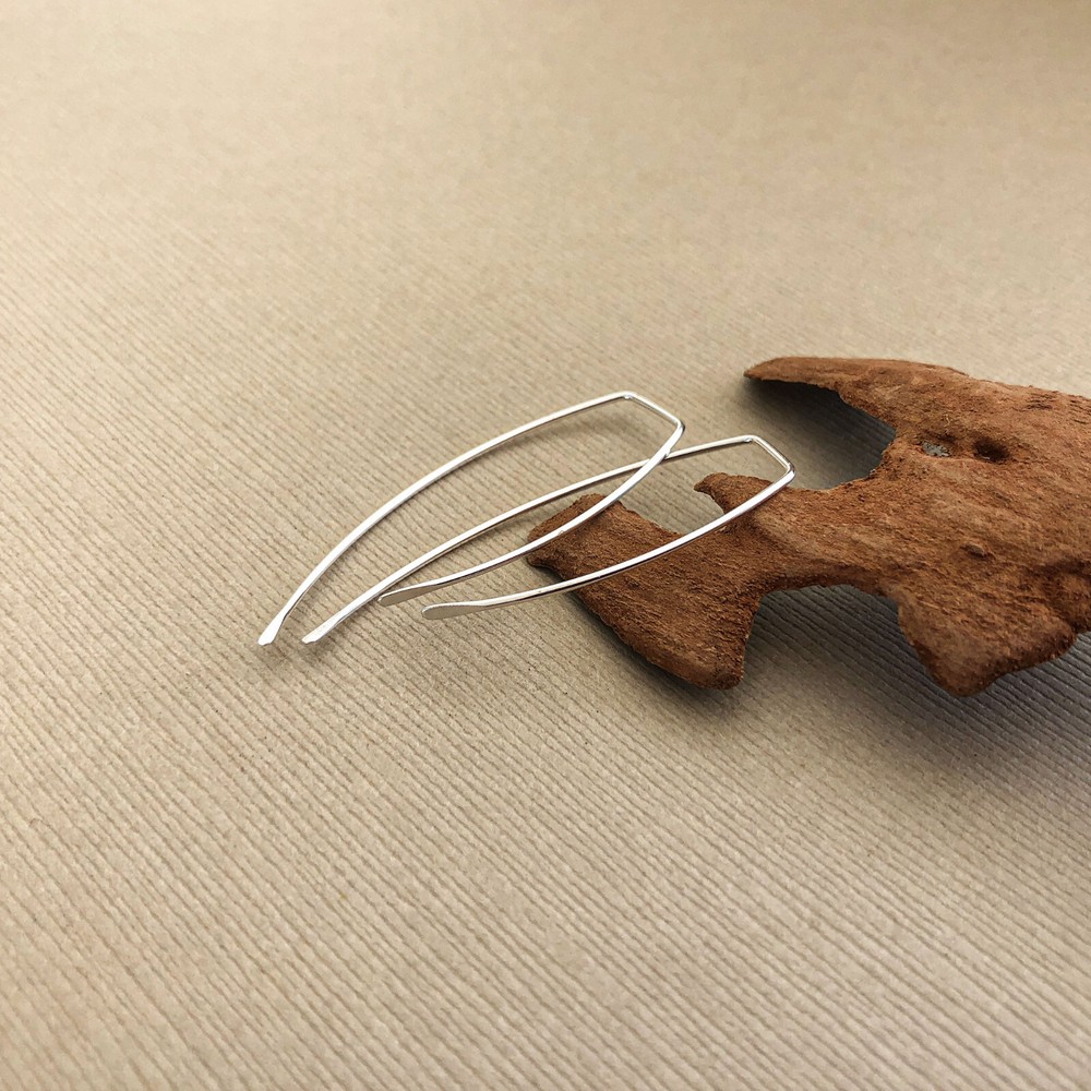 Hammered Earring Hook Sterling Silver, Threader Earring Hook Sterling Silver