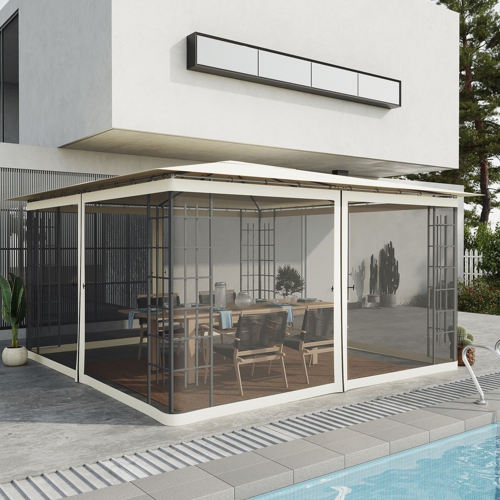 13.1' Square Gazebo Sidewalls – Black Mesh Net, Zip Closure, Polyester
