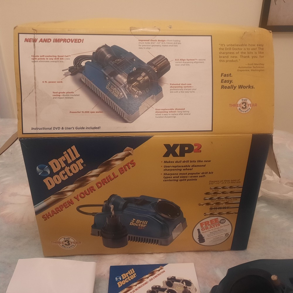 Drill Doctor XP2 Electric Drill Bit Sharpener Sharpens 3/32"-1/2" Bits. Tested!