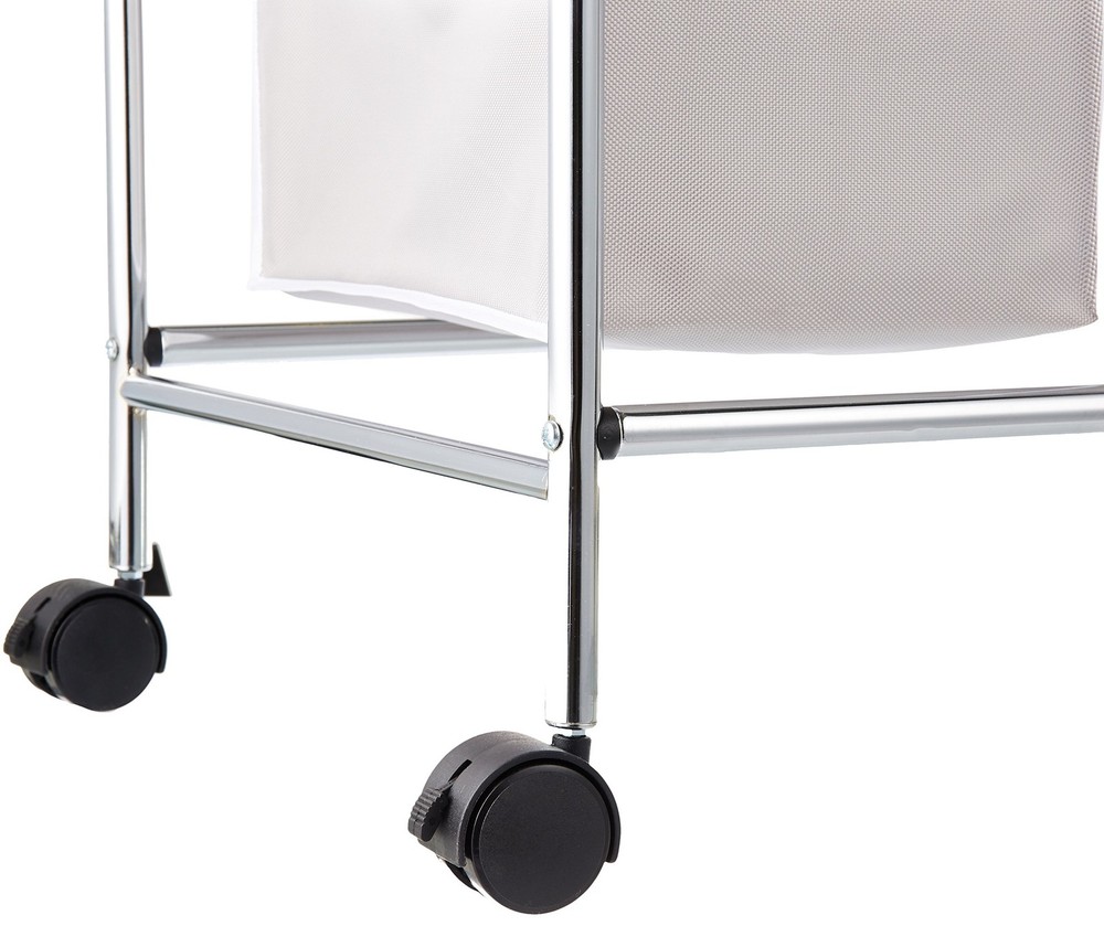 3-Bag Rectangular Laundry Bag Hamper Sorter Basket, Gray