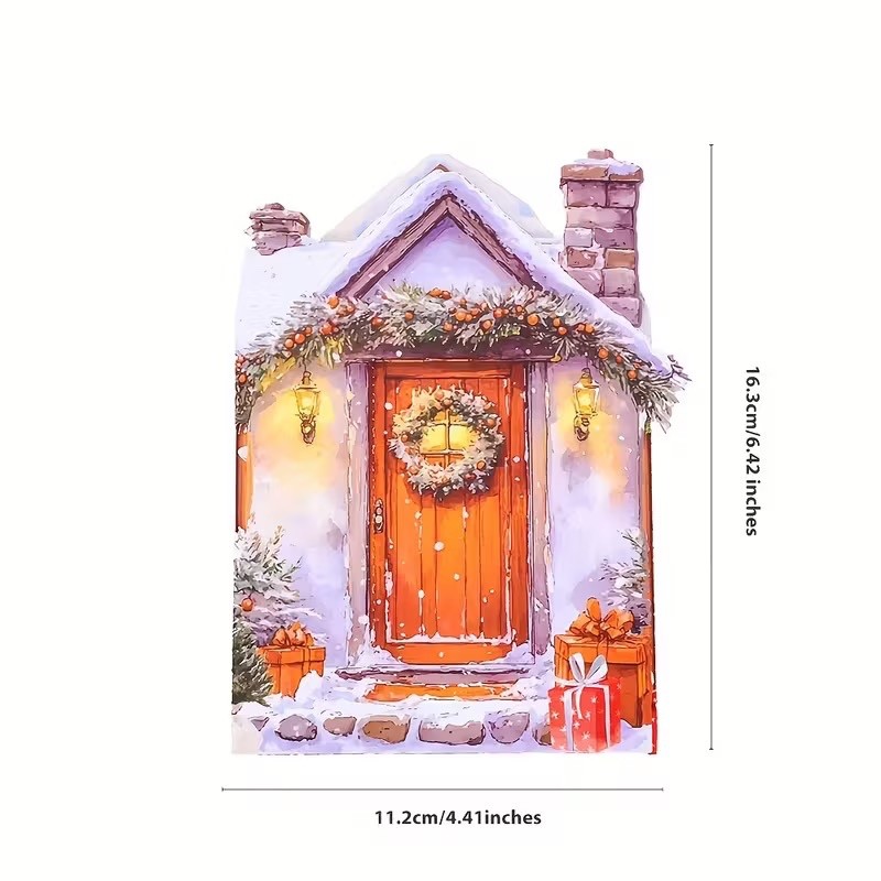 3D POP OPEN 3 PANEL CAT CHRISTMAS CARD WITH ENVELOPE