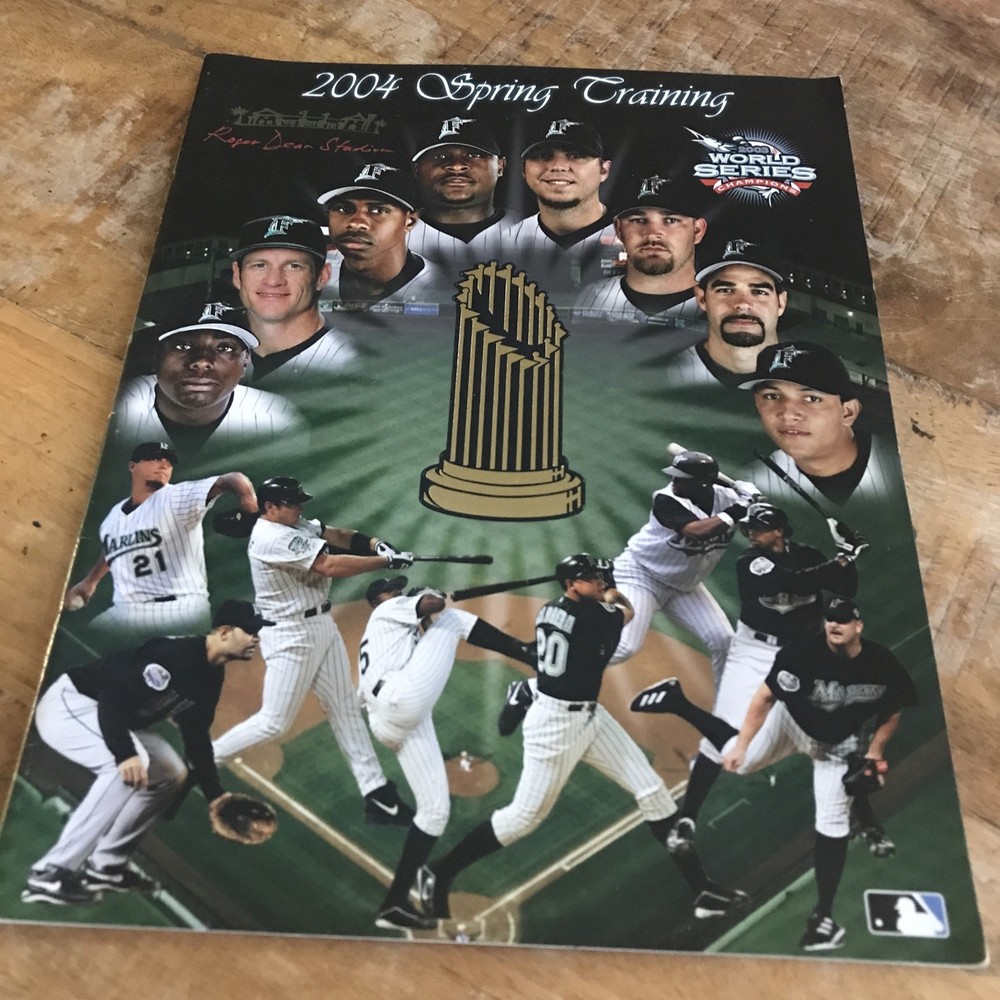 2004 Spring Training World Champ Florida Marlins Program Gold Trophy Rare