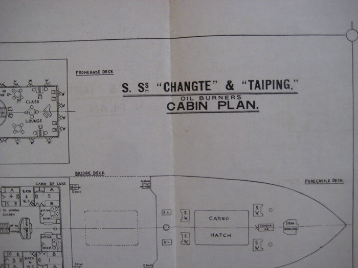 CHAGNTE / TAIPING (China Navigation) c1925 DECK PLAN