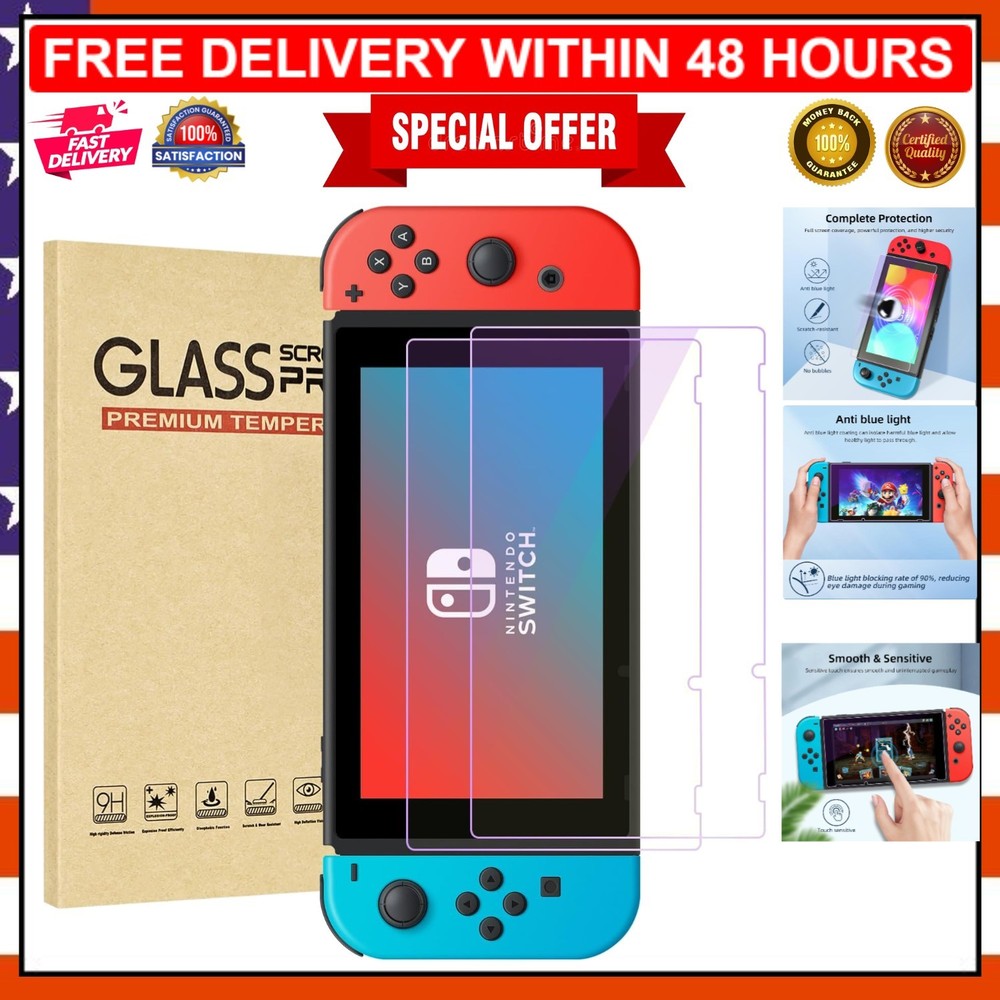 2-Pack Blue Light Blocking Screen Protectors for Switch 6.2 Inch - Eye Comfort