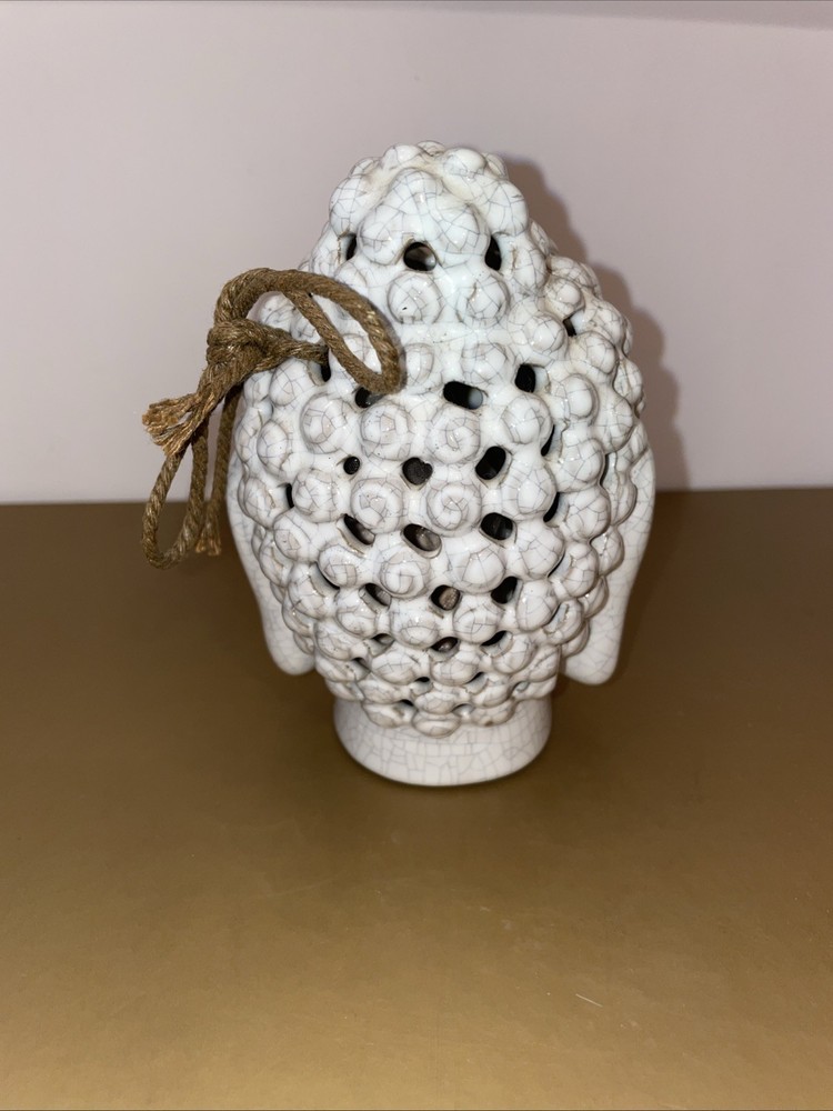 Buddha Ceramic 5” Sachet Holder, Incense stick holder Light Gray Crackle Effect
