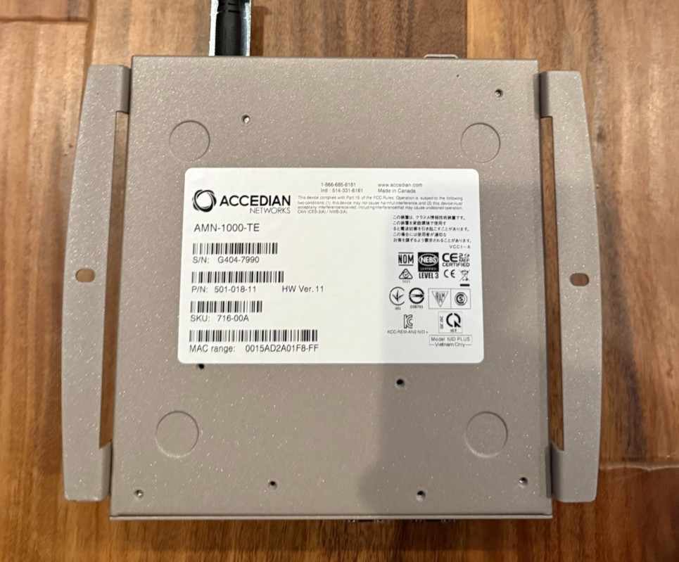 Accedian AMN-1000-TE Network Interface Device