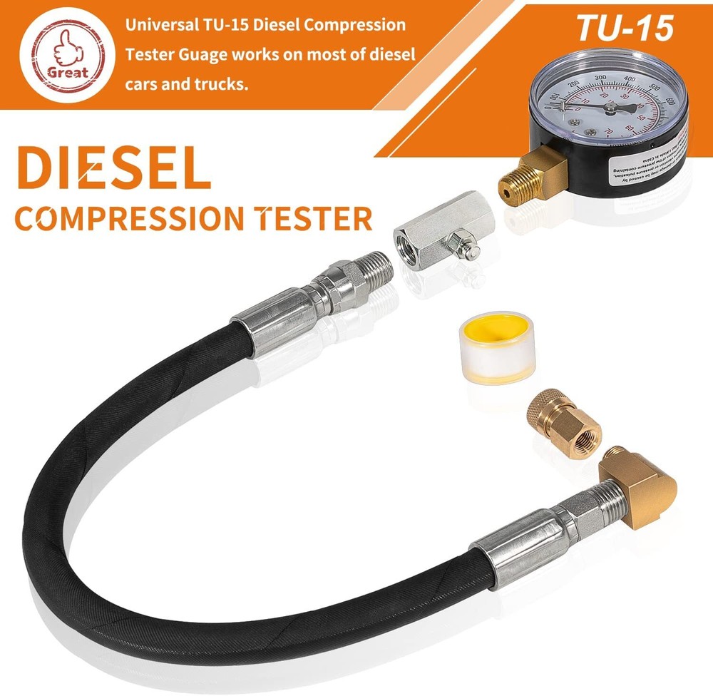 TU-15 Diesel Compression Tester/Fuel Pressure Test Tool with Gauge