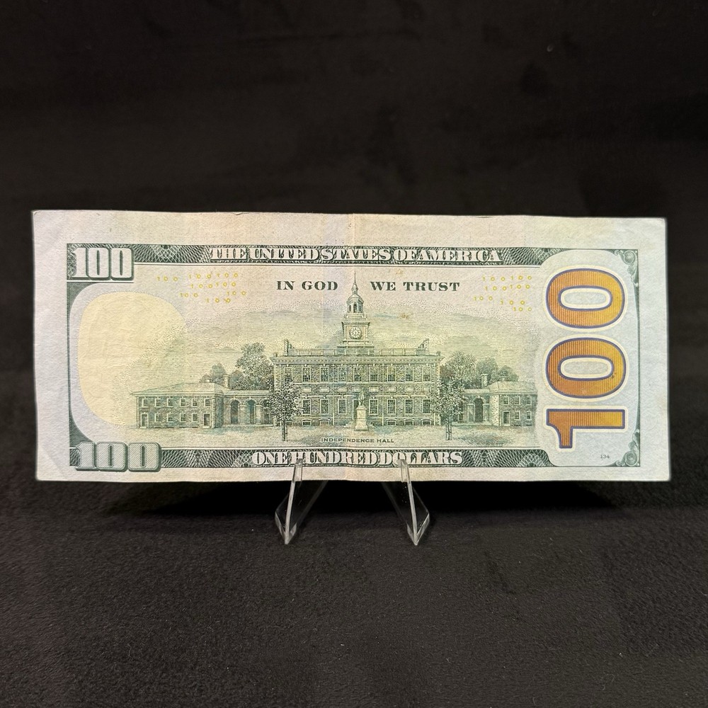 100 Dollar Bill with Miscut Error (2009 Series A) Off Center