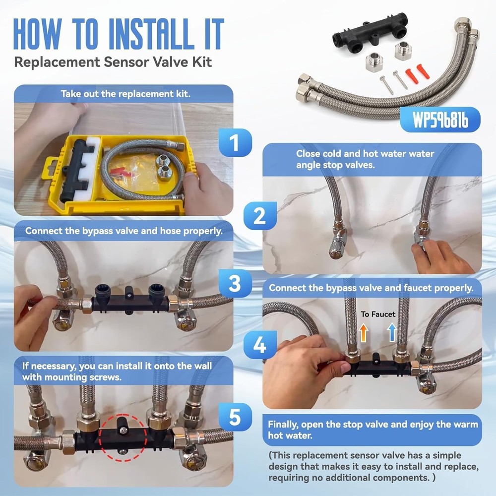 Sensor Valve Hot Water Recirculating Pump System Compatible W/ Tank Water