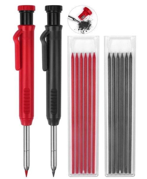 2 Pack Carpenter Pencils Mechanical Pencils with 12 Refills, Construction Pen...