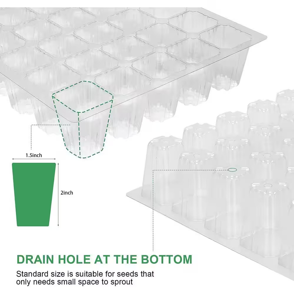 5-Pack Mini Seedling Starter Tray Kit with Humidity Vented Domes and Base, Trans