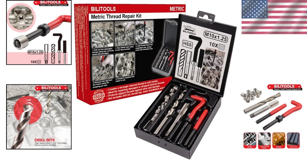 Complete M10x1.25 Thread Repair Kit in Iron Case – Efficient & Durable Solutions