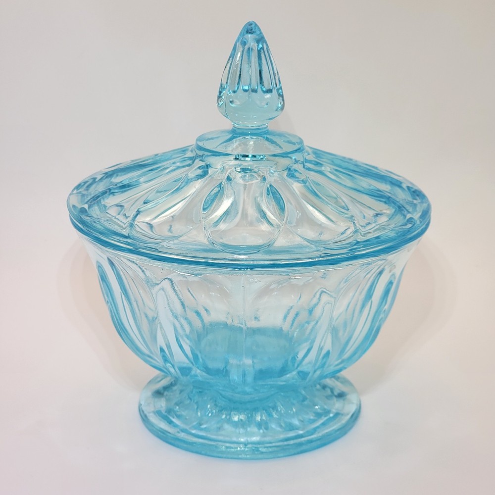 Anchor Hocking Fairfield Light Blue Lidded Candy Jar