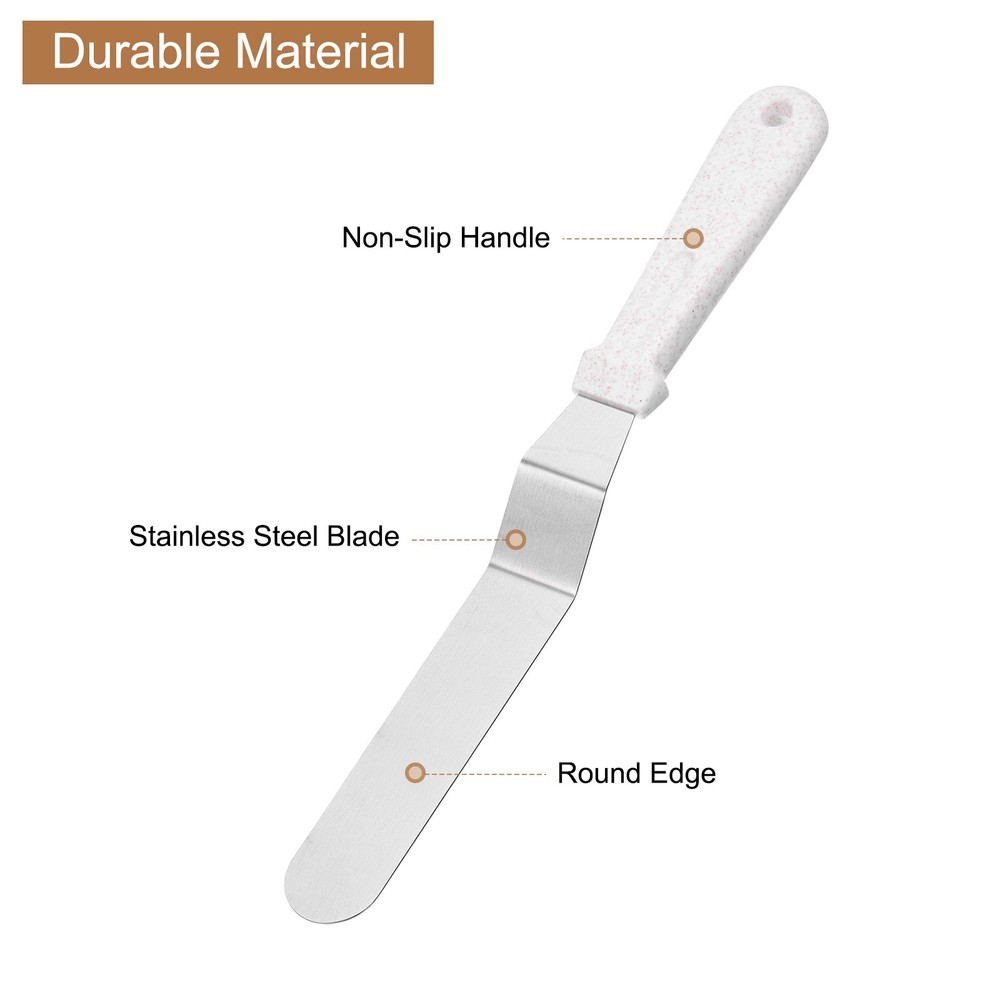 Icing Spatula with 8 Inch Bent Blade with Handle, Beige