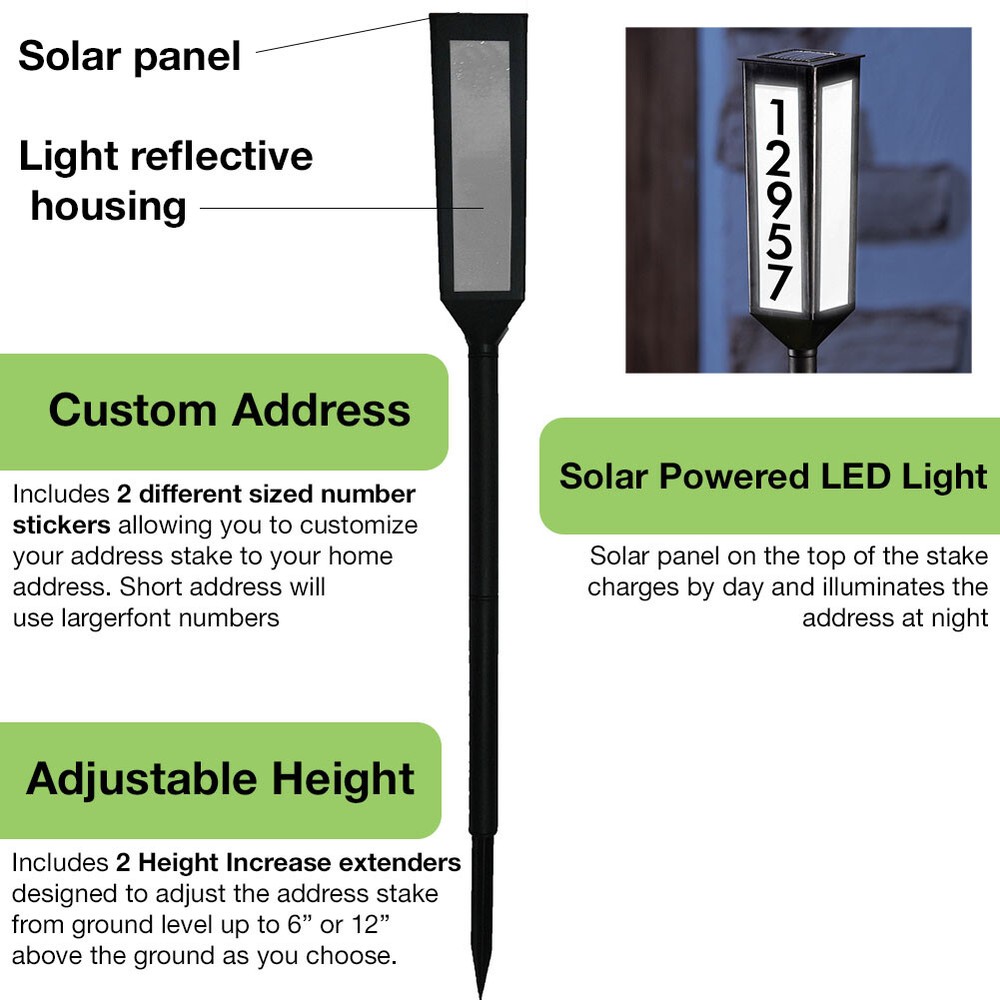 NEW! Solar Powered Address Stake - Wireless LED Light House Number -Customizable