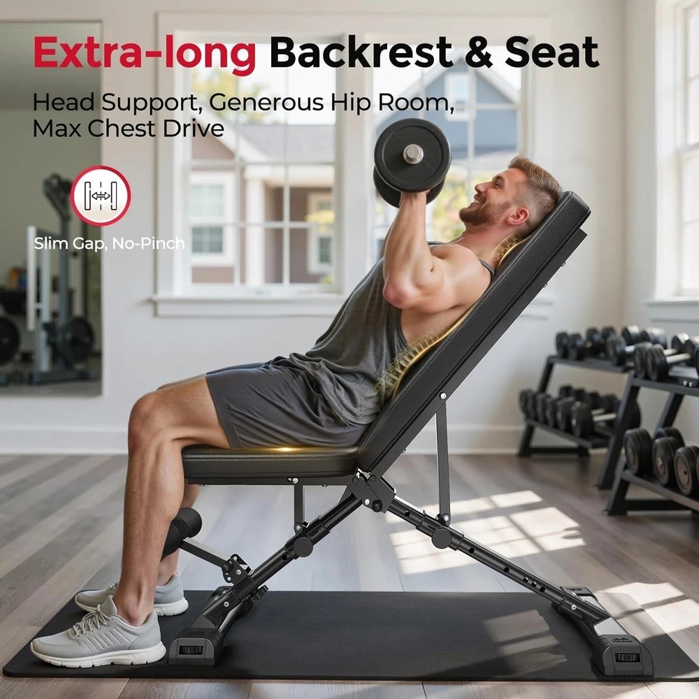 Versatile Folding Weight Bench with 30in Backrest - 144 Adjustable Positions