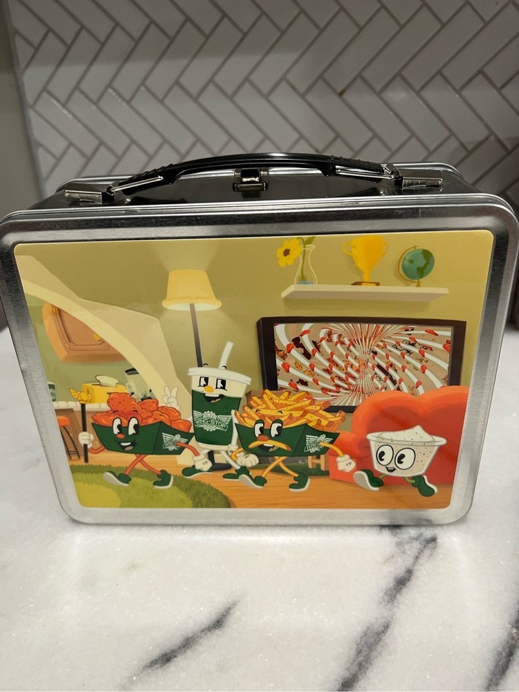 Wing-stop lunch box with drink flask.