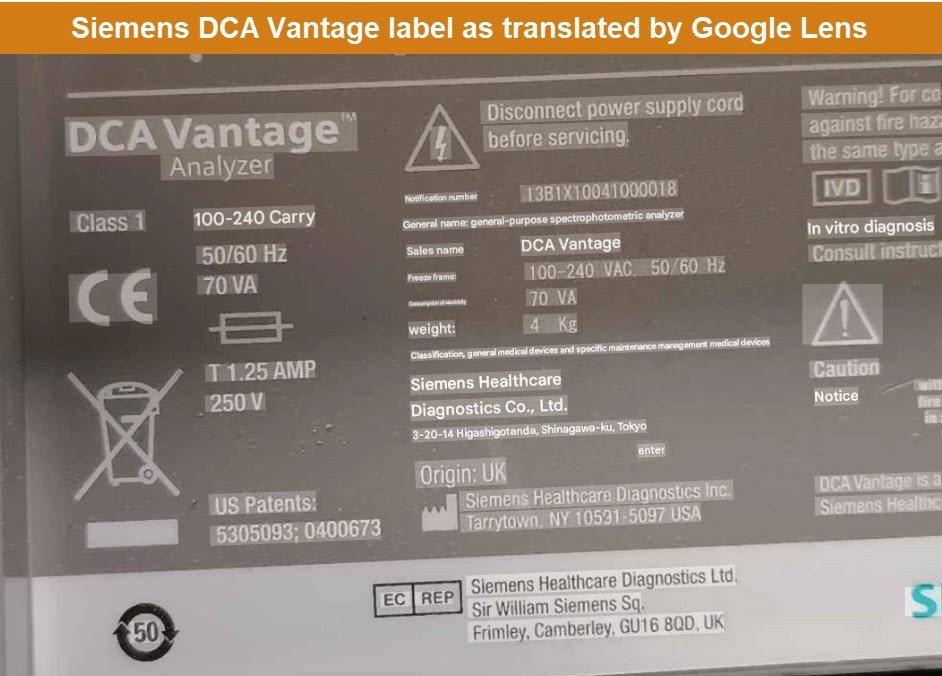 Siemens DCA Vantage Analyzer - Point-of-care Immunoassay Analyzer
