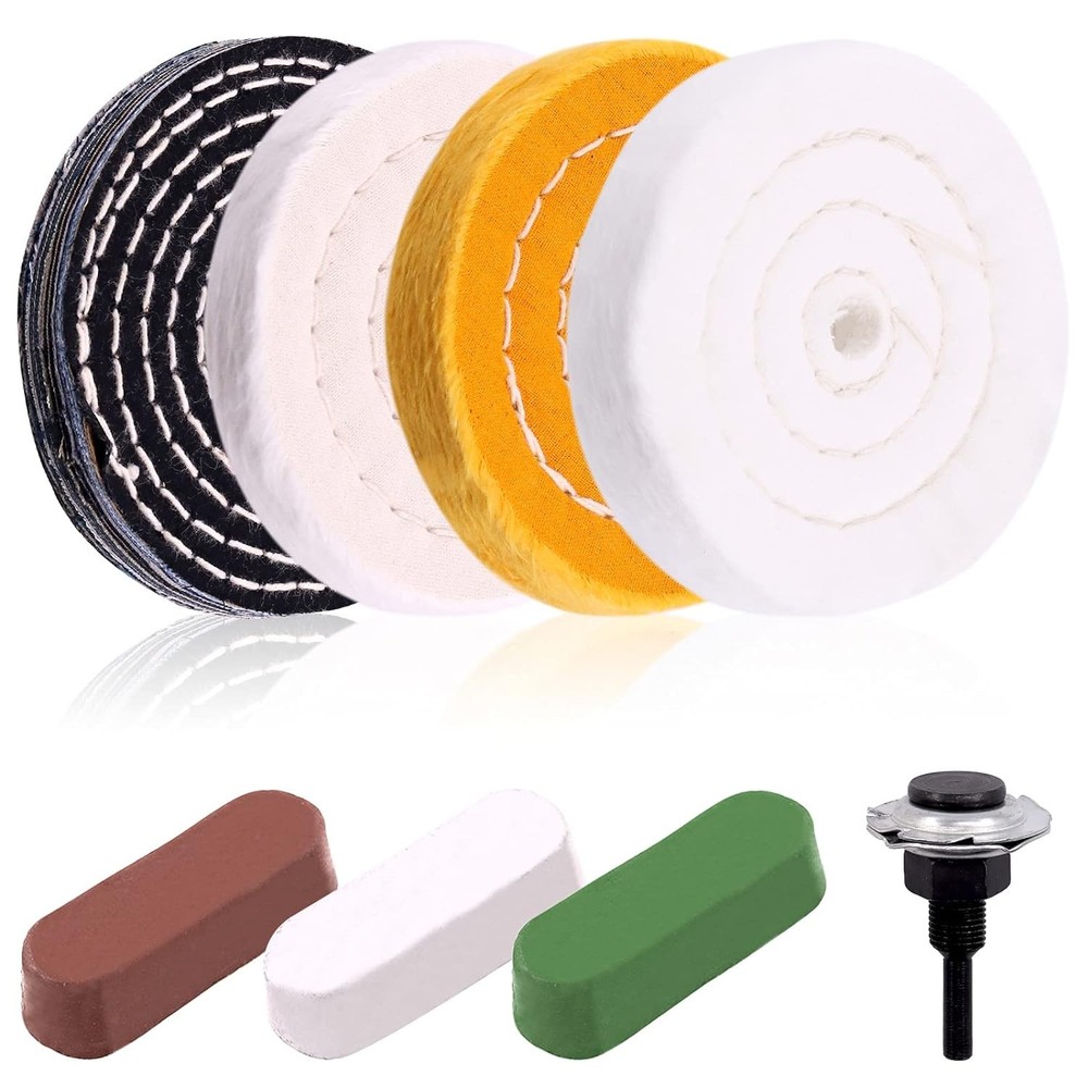 8pc 4 Inch Buffing Polishing Wheel Kit with Compounds