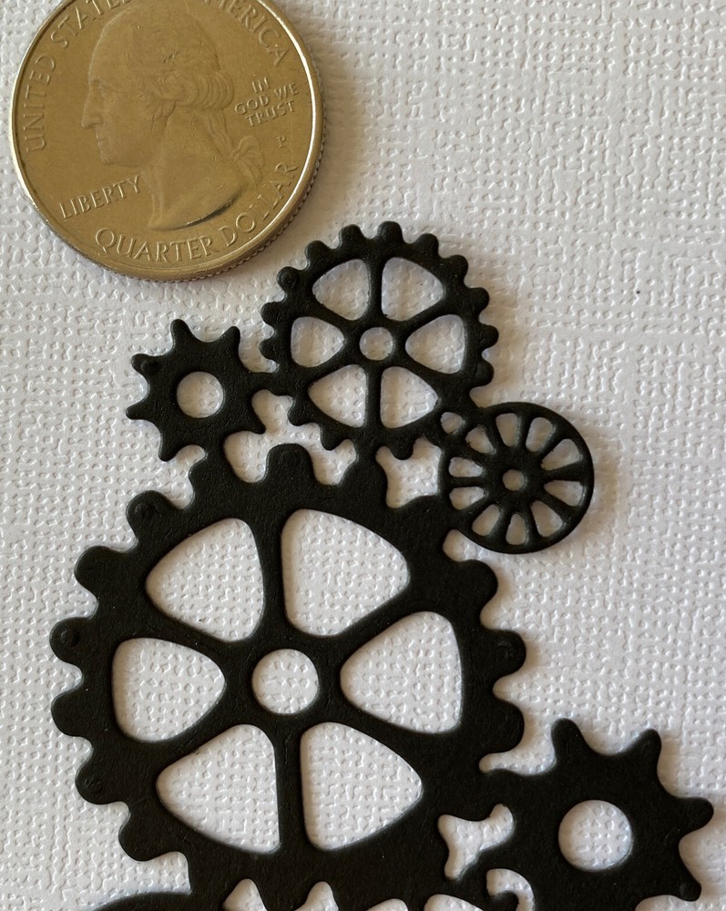 SMALL GEAR Die-Cuts(3pc)Steampunk •Cogs•Sprocket•Earthtone•Machine •Antique•Spin