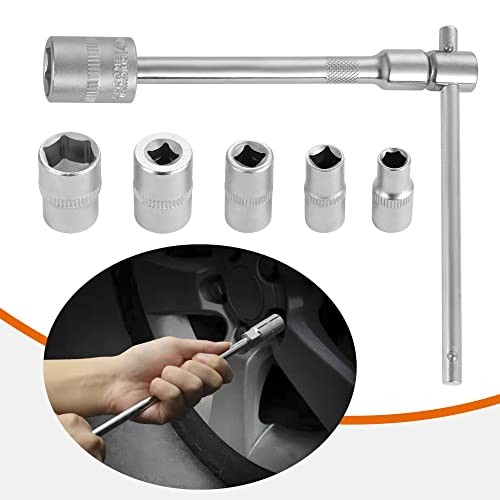 Folding Mini T-Handle Socket Set 1/4'' Drive Tool Kit for Motorcycle ATV UTV,