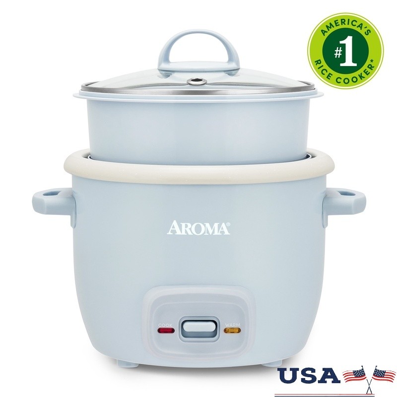 4 Cup Rice Cooker W/ Pop Up Steamer Automatic Warm Mode Nonstick Ceramic Surface