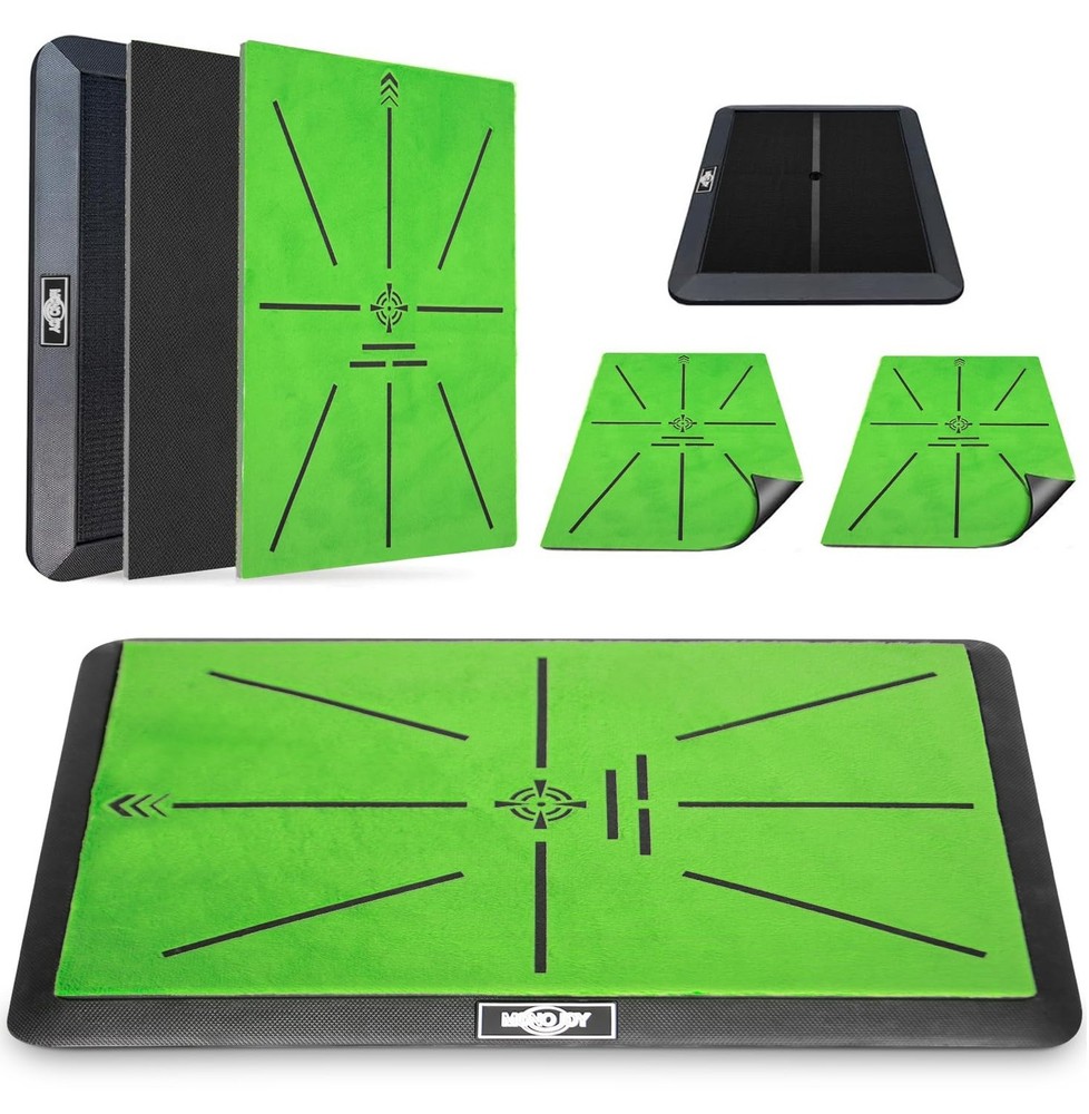 MONOJOY Golf Hitting Mat with Golf Tees - Golf Practice Mat for Swing Path Fe...