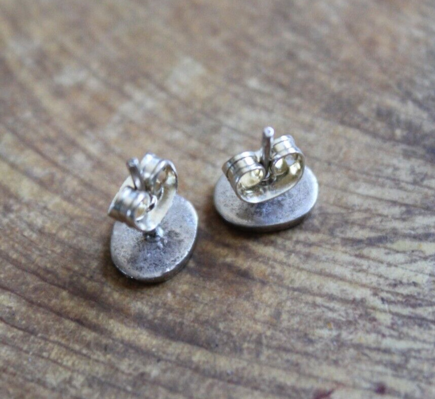 Stamped Sterling Silver LEAF Petite Stud 8mm Earrings