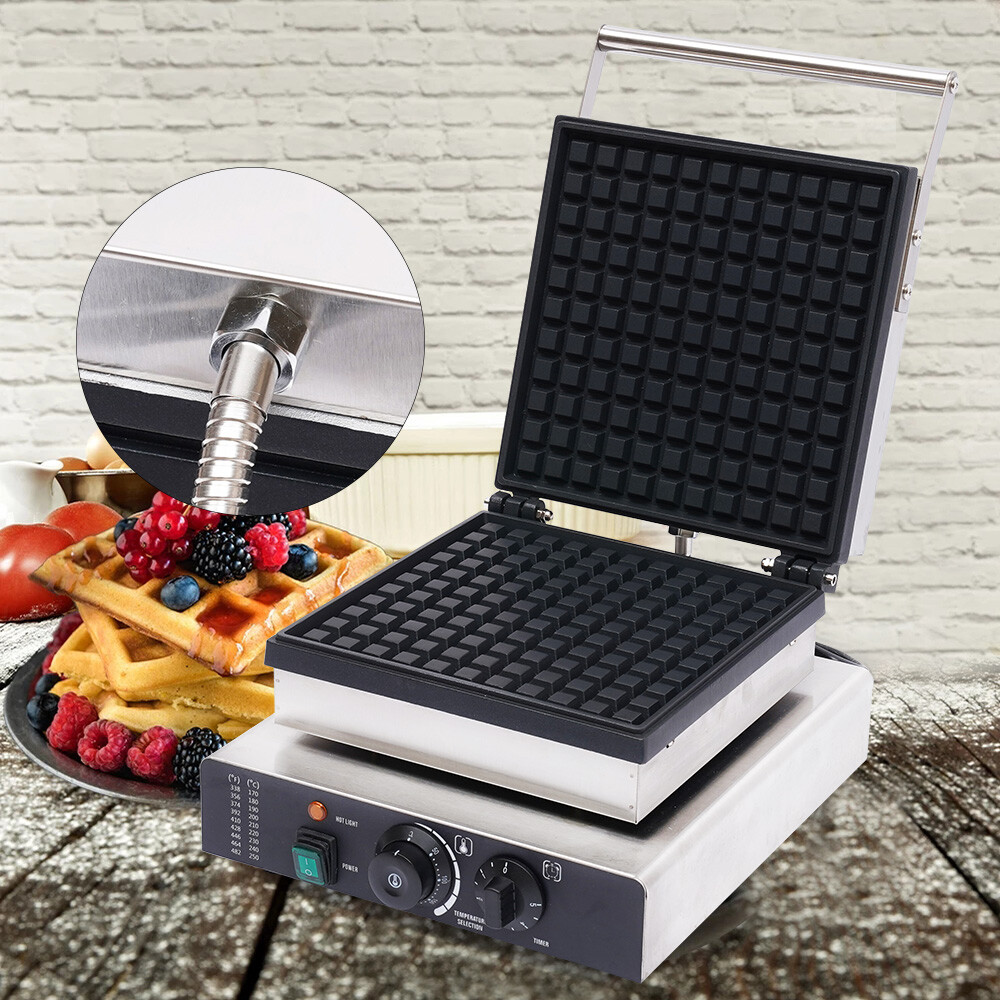 Bakeries Commercial Waffle Crispy Maker Baker Nonstick Stainless W/Timer Control