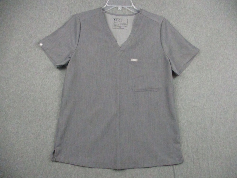 Figs Technical Collection Gray Catarina Scrubs V-Neck Top Medium Uniform Gray