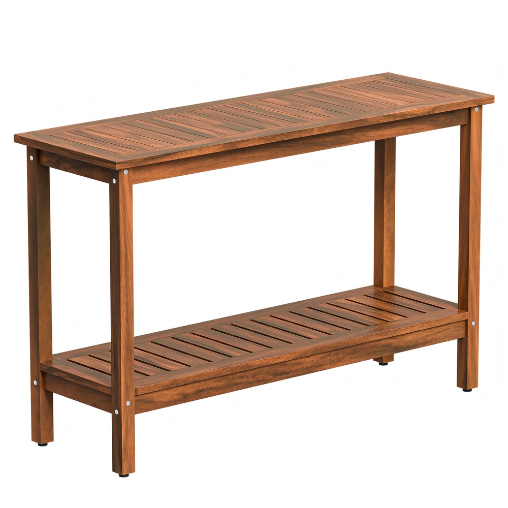 2-Shelf Console Table 48" Patio Side Accent Table Multifunctional w/Foot Sliders