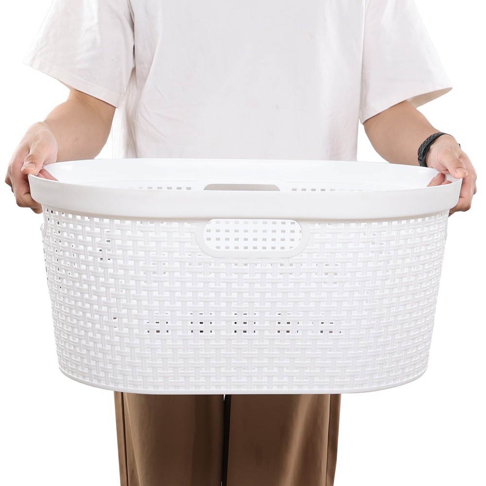 4 Pack Large Laundry Baskets, Plastic Hamper Laundry Basket, 40L, White