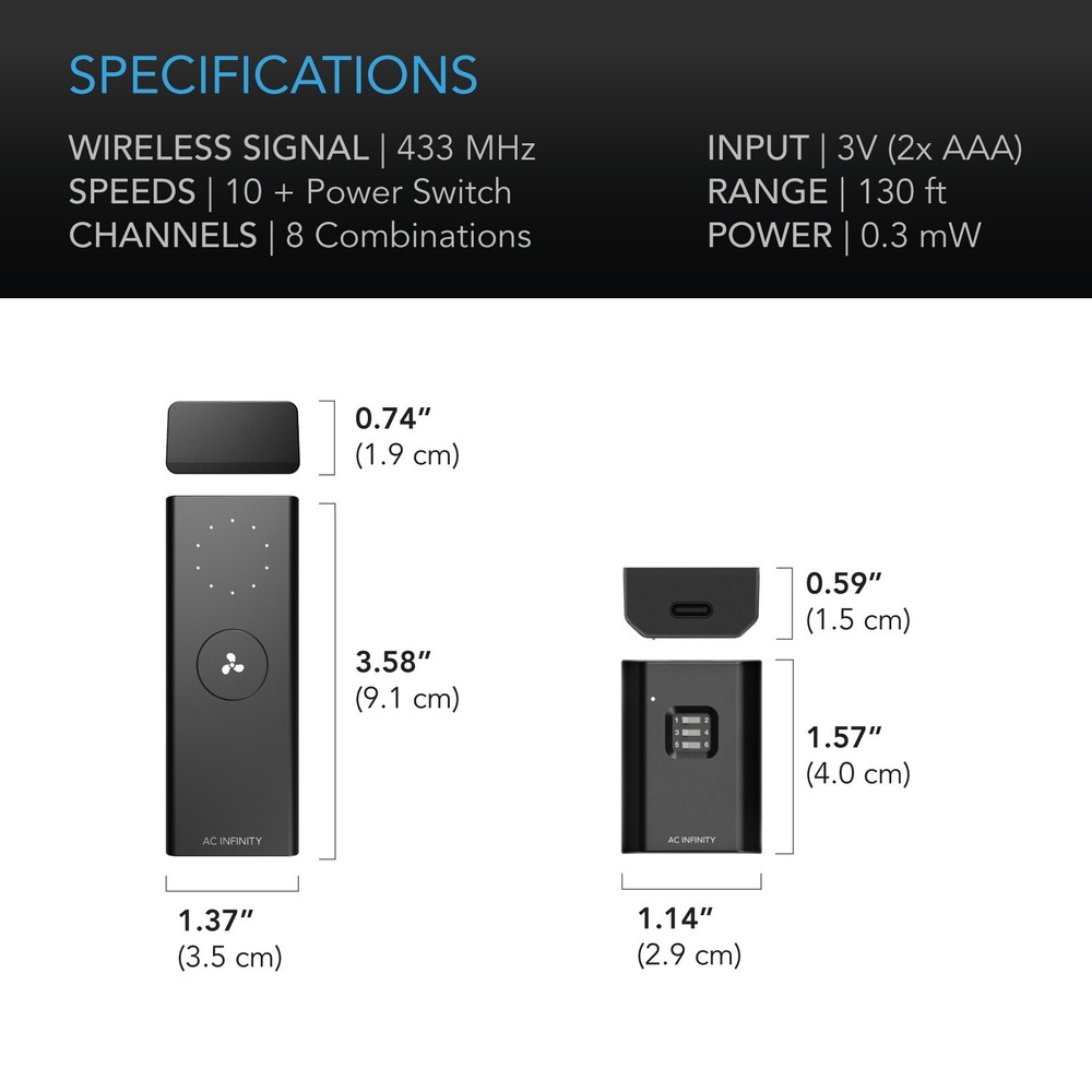 CONTROLLER 63, Wireless Remote Fan Controller with 10-Speed Programming