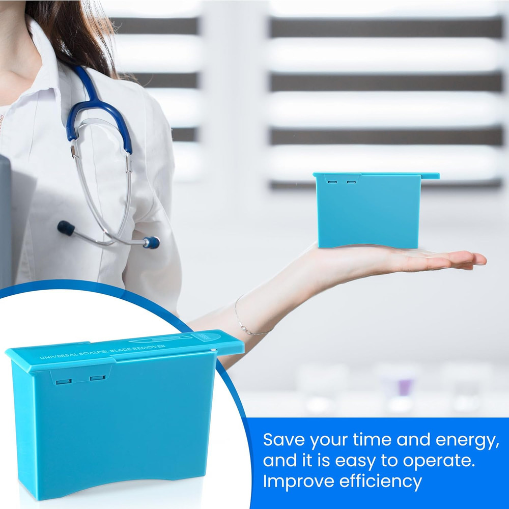 Compact Blade Remover Box, Handheld Blue Sharps Disposal Container, Plastic 1pc.