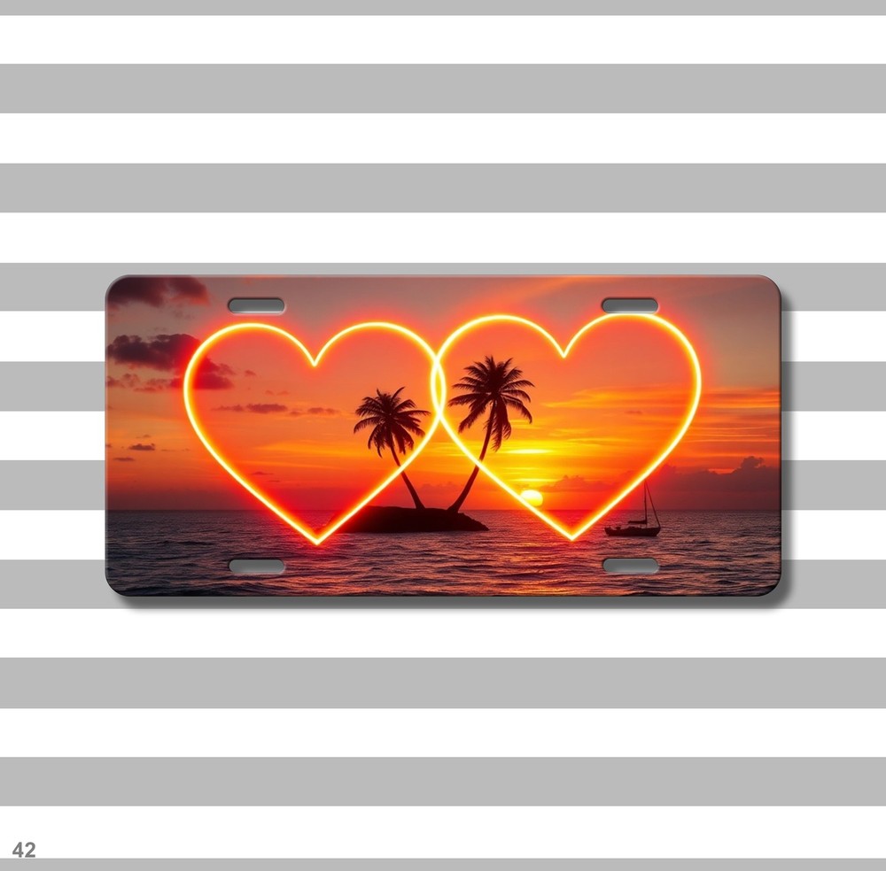 Unique Love Hearts Artwork Custom Text License Plate Custom Made Auto Tag