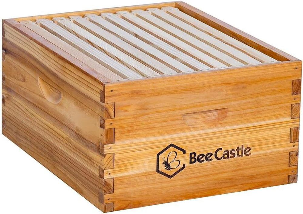 Beecastle Heavy Wax Coated Unassembled Langstroth Deep/Brood Box with Frames and