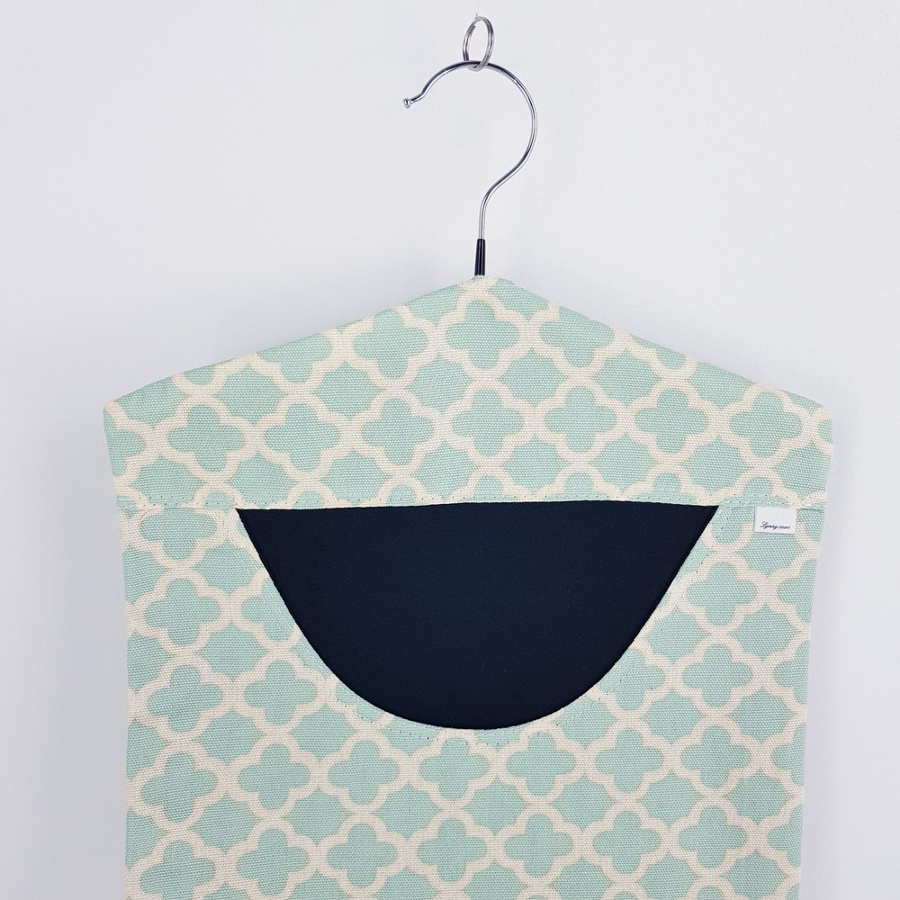 Peg Bag Handmade Green Cream Patterned Lined Laundry Clothes Peg Holder