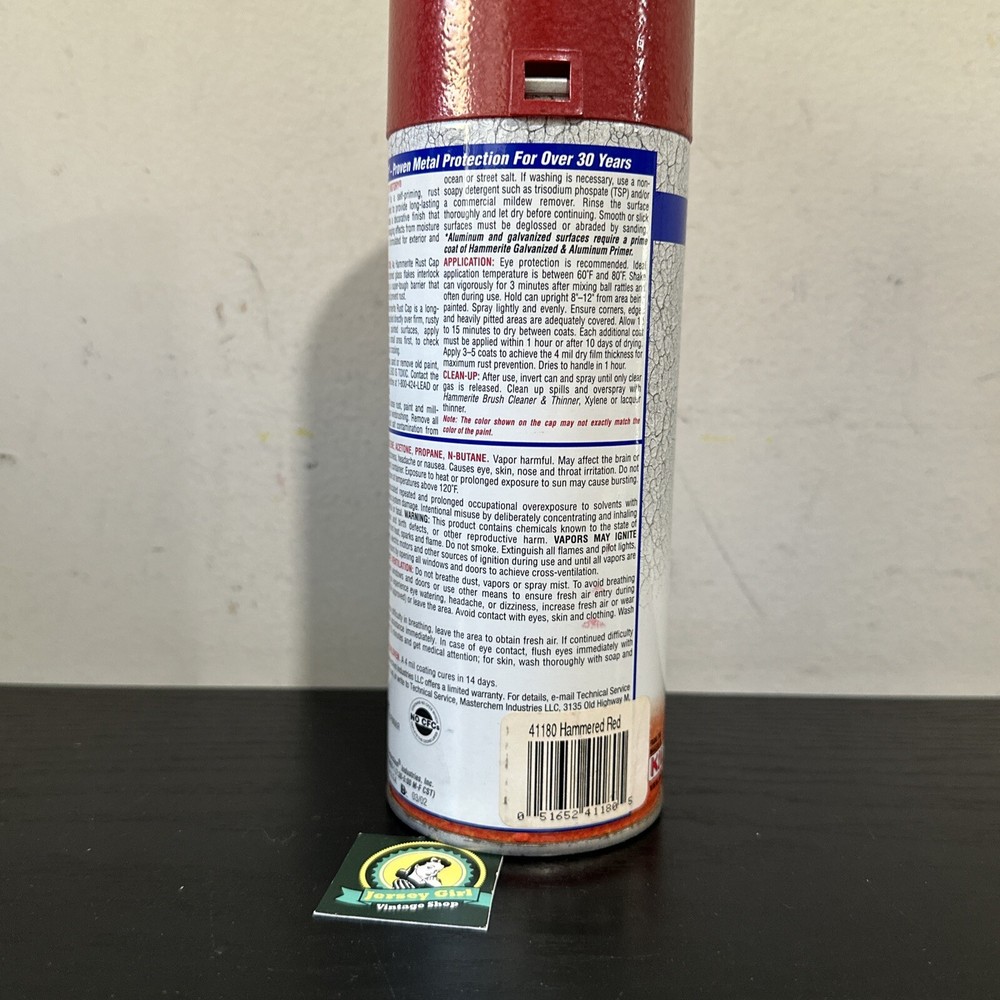 [ 1 Can ] Hammerite Hammered Finish Rust Cap Spray Paint 12 Oz - Red