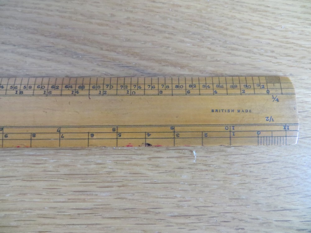 VINTAGE BOXWOOD SCALE RULER 1ft - Armstrong - Multiple Graduations