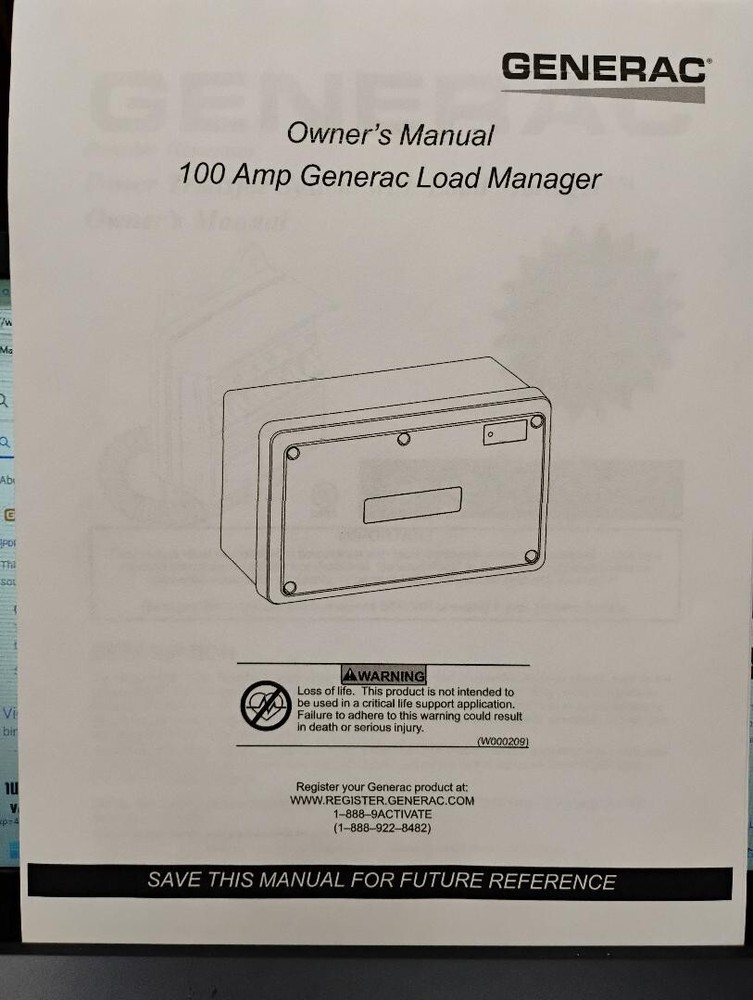 NEW Generac Generator Load Manager as Used with Power Transfer System w/Manuals